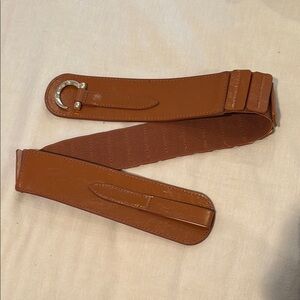 Brown Leather Belt with Gold Buckle